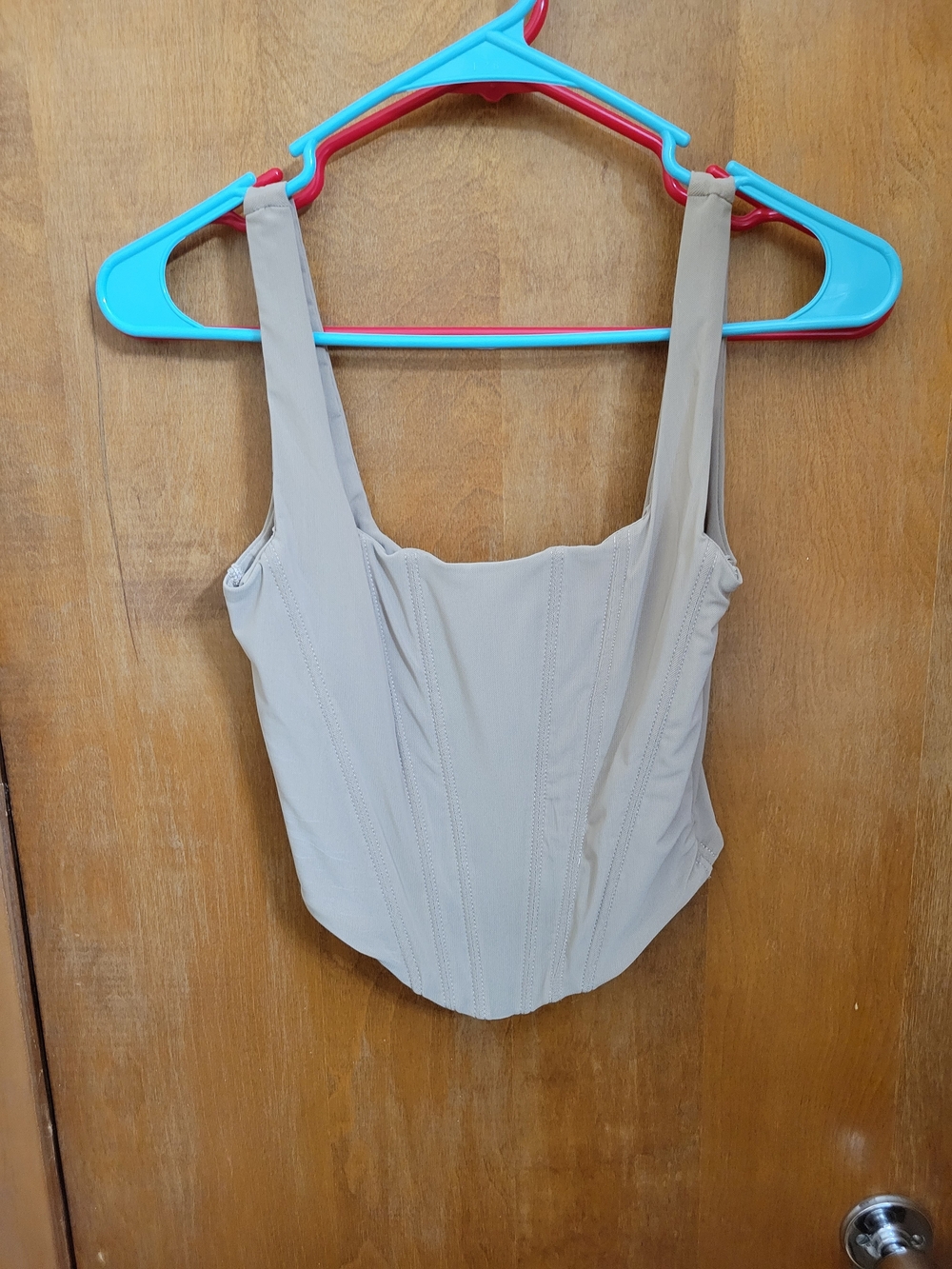 Women's Beige Corset Tank Top